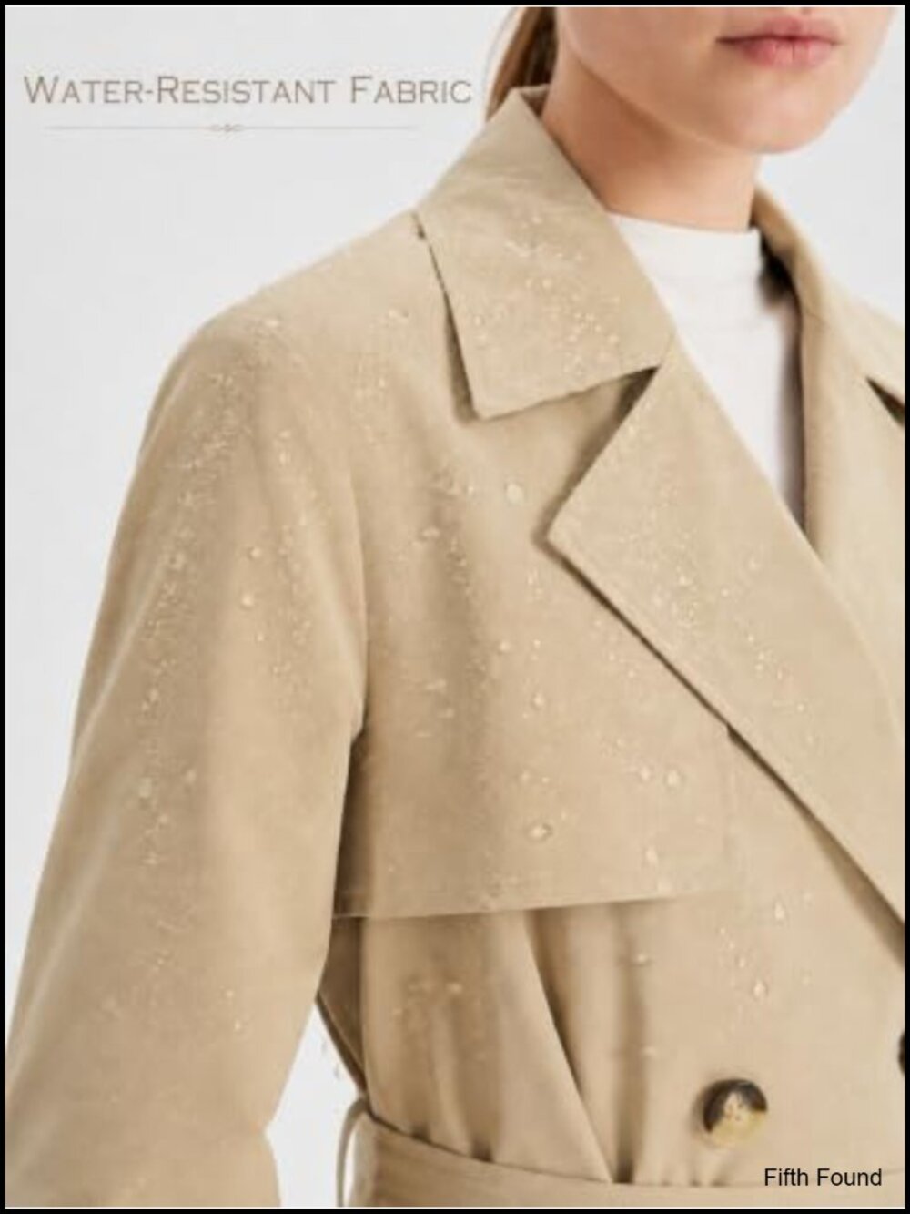 Waterproof Long Trench Coat Double Breasted Belted Lightweight Travel - Picture 5 of 6